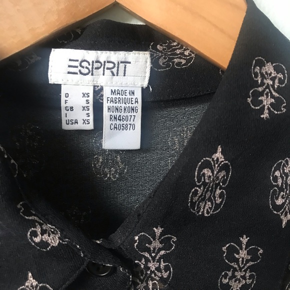 Esprit Sheer Button Down Top Black Size XS - Picture 4 of 11